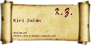 Kiri Zalán névjegykártya